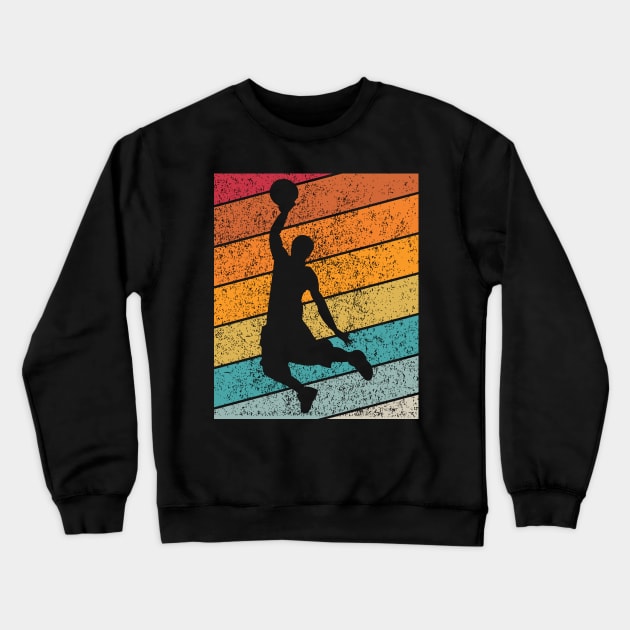 Basketball Slam Dunk 2 Outdoor Sports Retro Sunset Design Crewneck Sweatshirt by Up 4 Tee